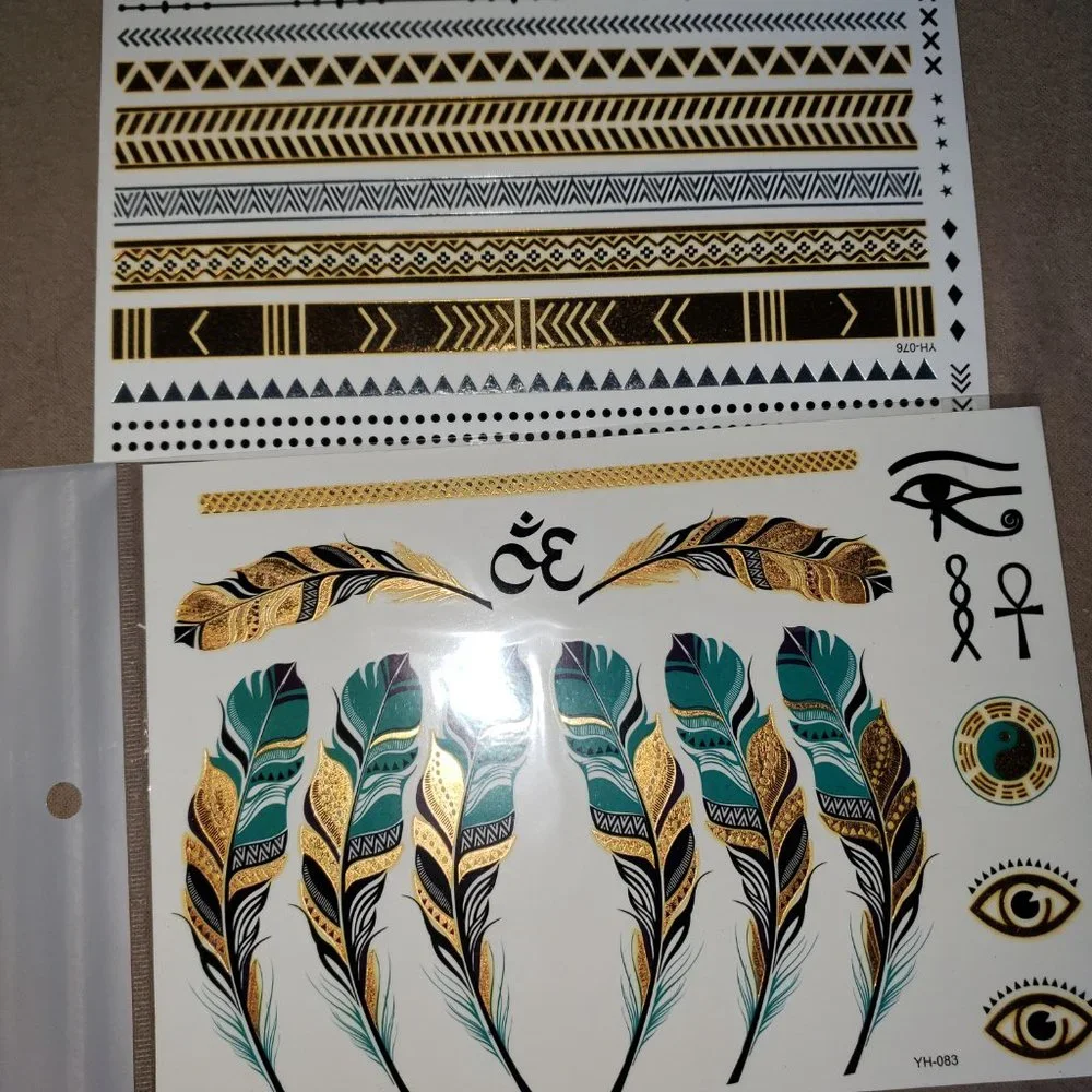 3 sheets Golden Silver Temporary Tattoo - Picture 4 of 15